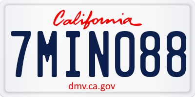 CA license plate 7MIN088