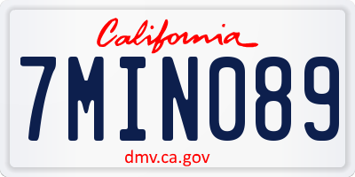 CA license plate 7MIN089