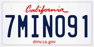 CA license plate 7MIN091