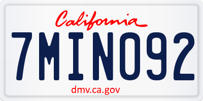 CA license plate 7MIN092
