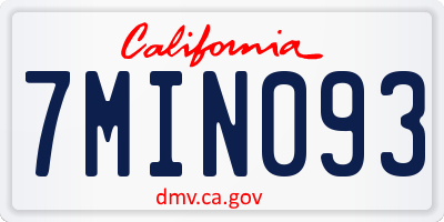 CA license plate 7MIN093