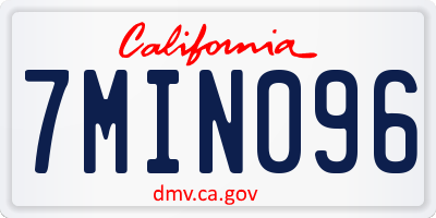 CA license plate 7MIN096