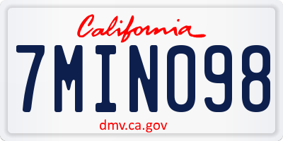 CA license plate 7MIN098