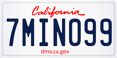 CA license plate 7MIN099