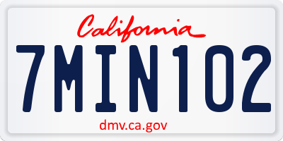 CA license plate 7MIN102