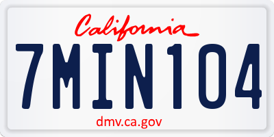 CA license plate 7MIN104