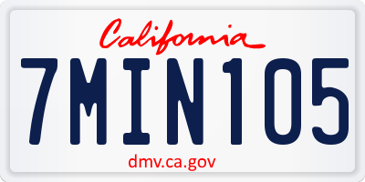 CA license plate 7MIN105