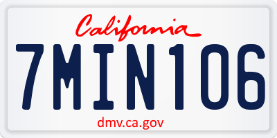 CA license plate 7MIN106