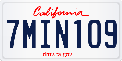 CA license plate 7MIN109