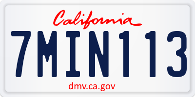 CA license plate 7MIN113