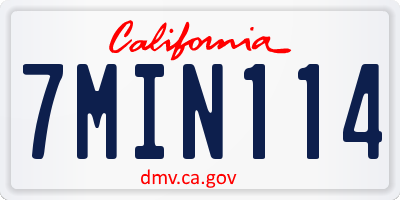 CA license plate 7MIN114