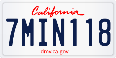 CA license plate 7MIN118