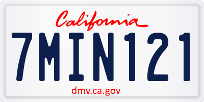 CA license plate 7MIN121