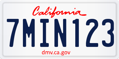 CA license plate 7MIN123