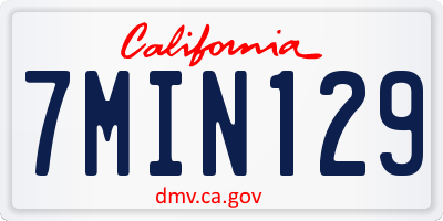 CA license plate 7MIN129