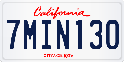 CA license plate 7MIN130