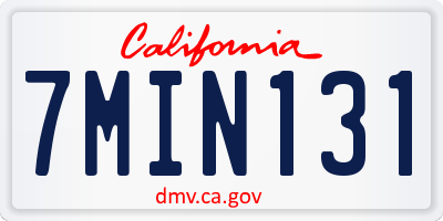 CA license plate 7MIN131