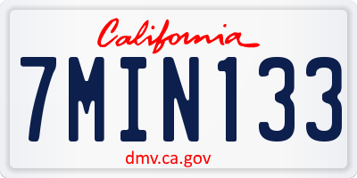 CA license plate 7MIN133
