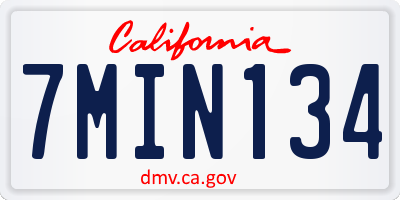 CA license plate 7MIN134