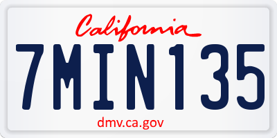 CA license plate 7MIN135