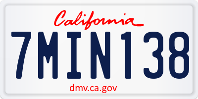 CA license plate 7MIN138