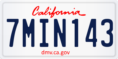 CA license plate 7MIN143