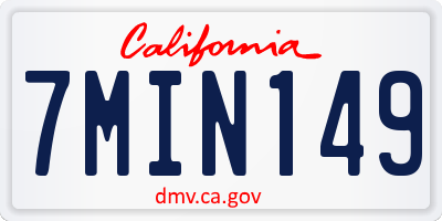 CA license plate 7MIN149
