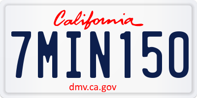 CA license plate 7MIN150