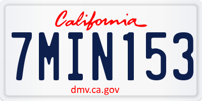 CA license plate 7MIN153