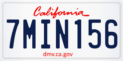 CA license plate 7MIN156