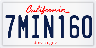 CA license plate 7MIN160
