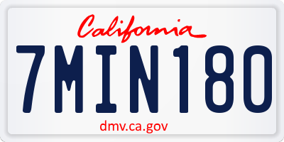 CA license plate 7MIN180