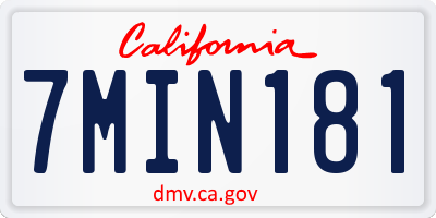CA license plate 7MIN181