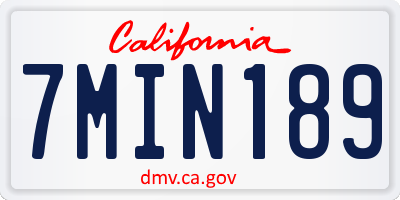 CA license plate 7MIN189