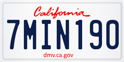 CA license plate 7MIN190