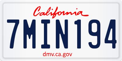 CA license plate 7MIN194
