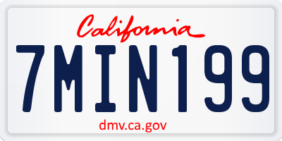 CA license plate 7MIN199