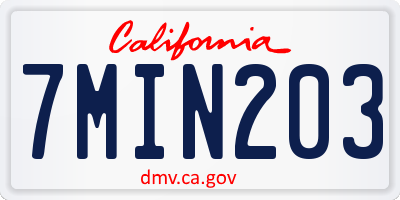 CA license plate 7MIN203