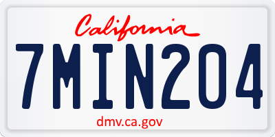 CA license plate 7MIN204