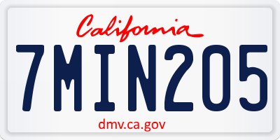 CA license plate 7MIN205