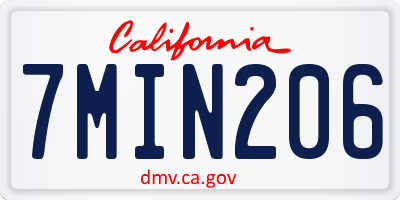 CA license plate 7MIN206
