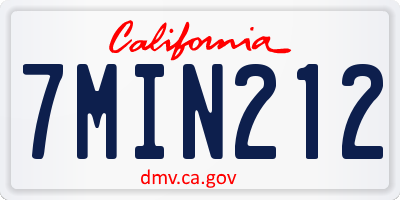 CA license plate 7MIN212