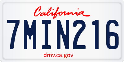 CA license plate 7MIN216