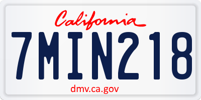 CA license plate 7MIN218