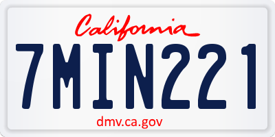CA license plate 7MIN221