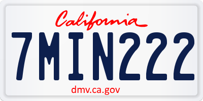 CA license plate 7MIN222