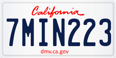 CA license plate 7MIN223