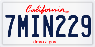 CA license plate 7MIN229