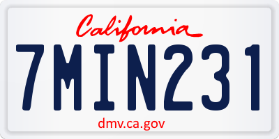 CA license plate 7MIN231