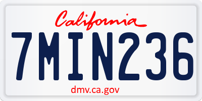 CA license plate 7MIN236